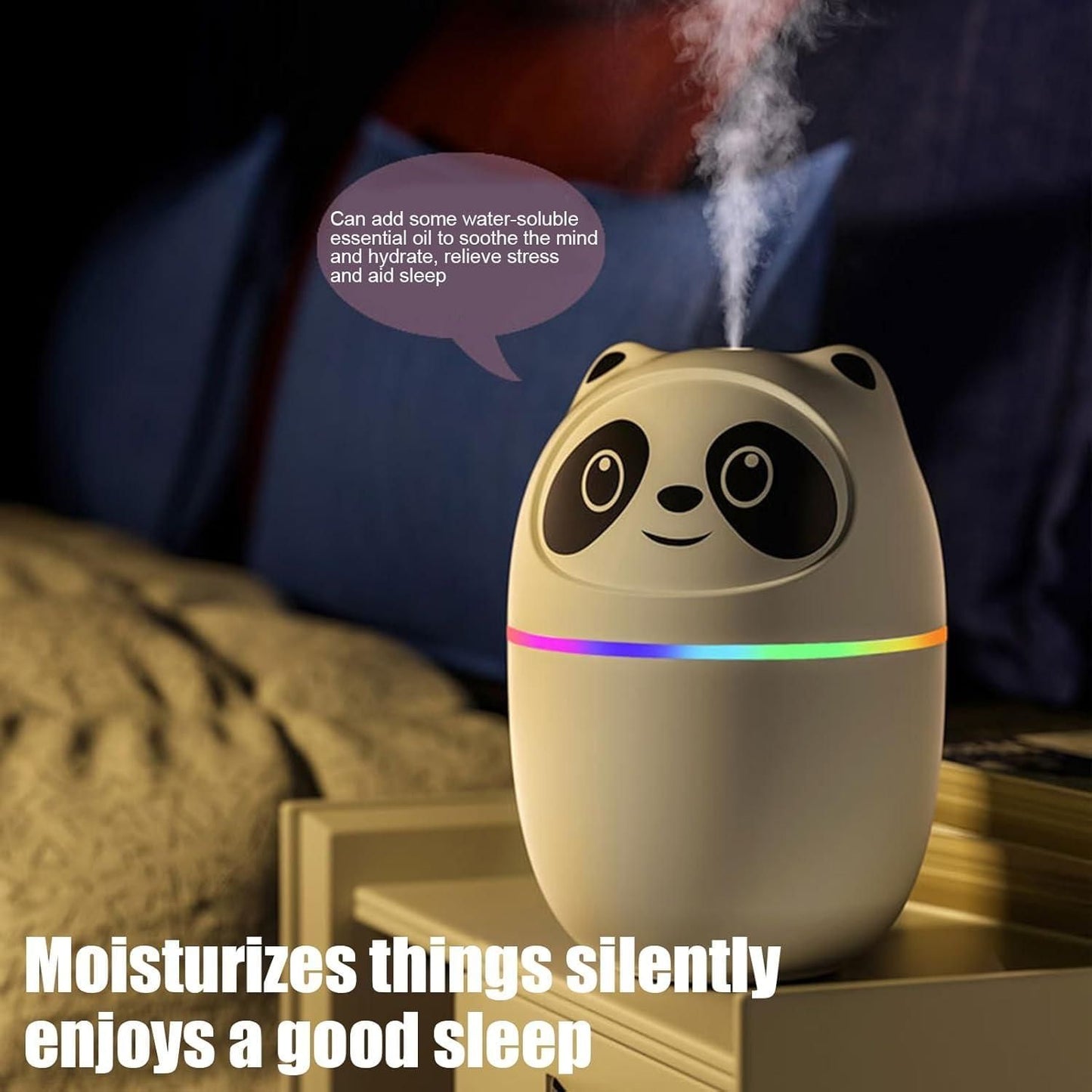 Mini Cute Panda Cool Mist Humidifier for Room Moisture - Quickona