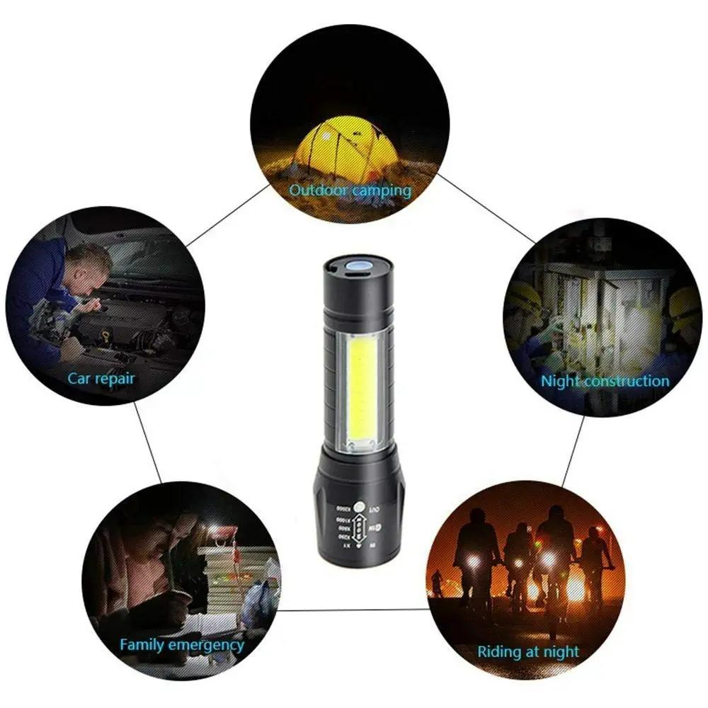 Electric Pocket Torch Plastic Rechargeable Flashlight with Hanging Rope - Quickona