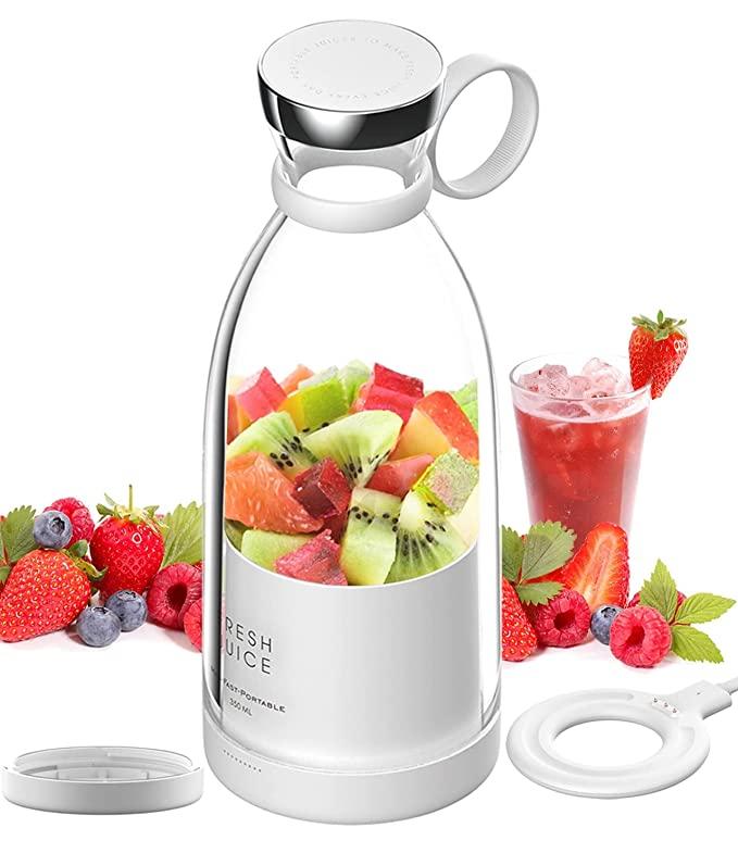 Portable Blender Juicer for Smoothie, Juice, Vegetable, Shakes with 4 Blades, Wireless Charging Mini Blender 400ml - Quickona