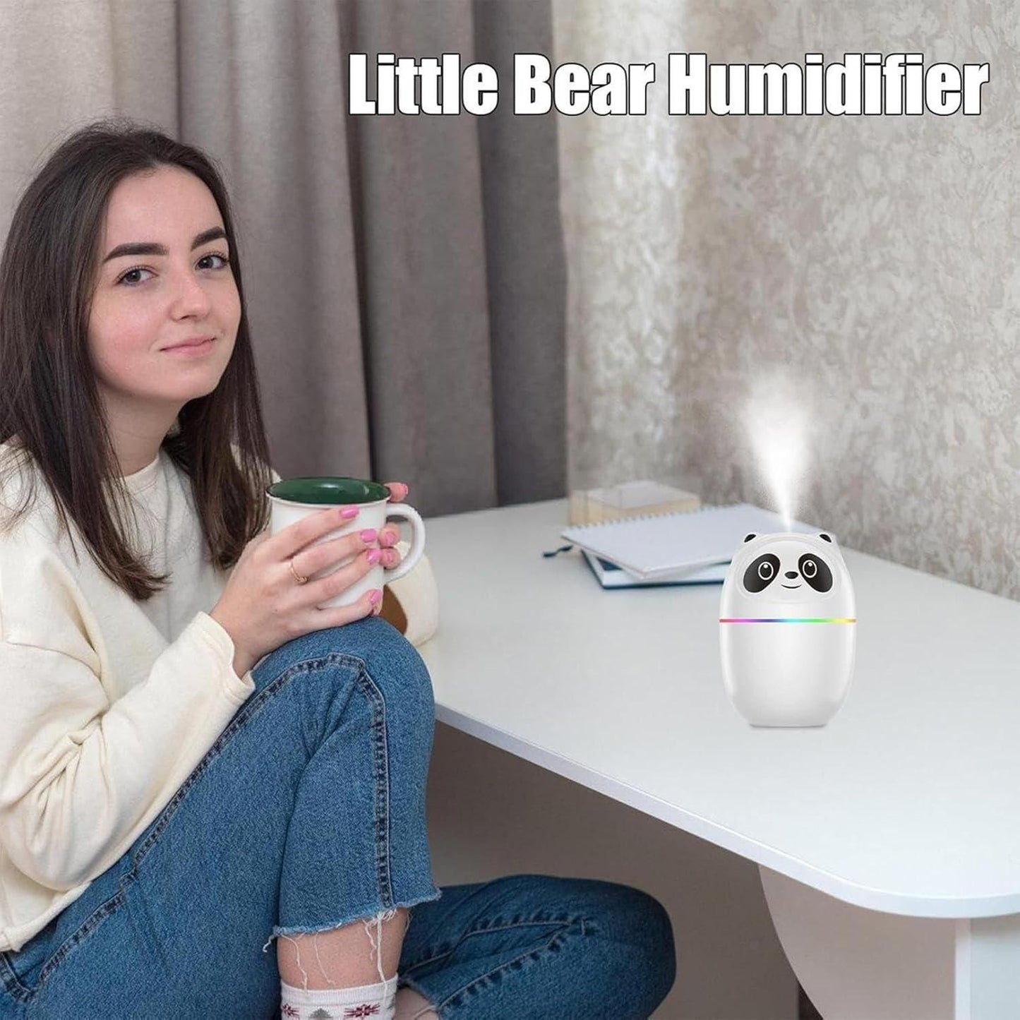 Mini Cute Panda Cool Mist Humidifier for Room Moisture - Quickona