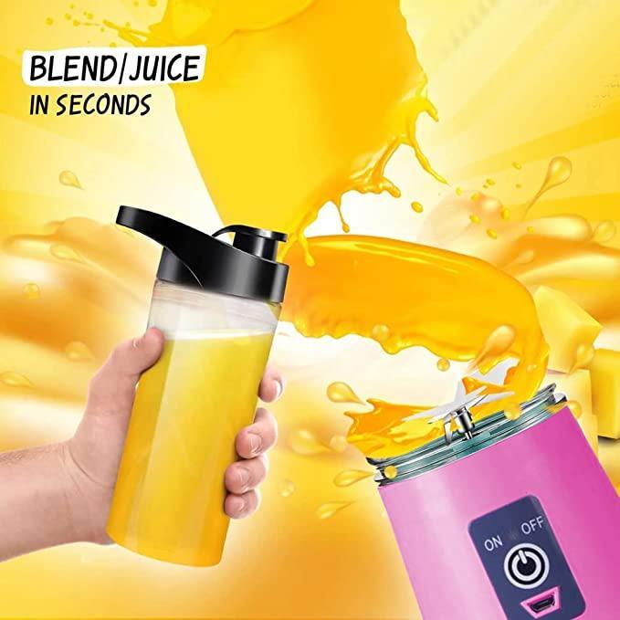 Portable Electric USB Juice Maker Bottle | Blender Grinder Mixer | Rechargeable Bottle with 6 Blades - Quickona