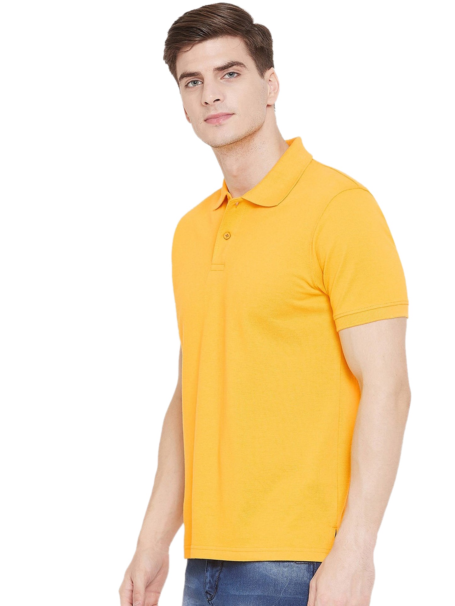 Cotton Blend Solid Half Sleeves Mens Polo T-Shirt - Quickona