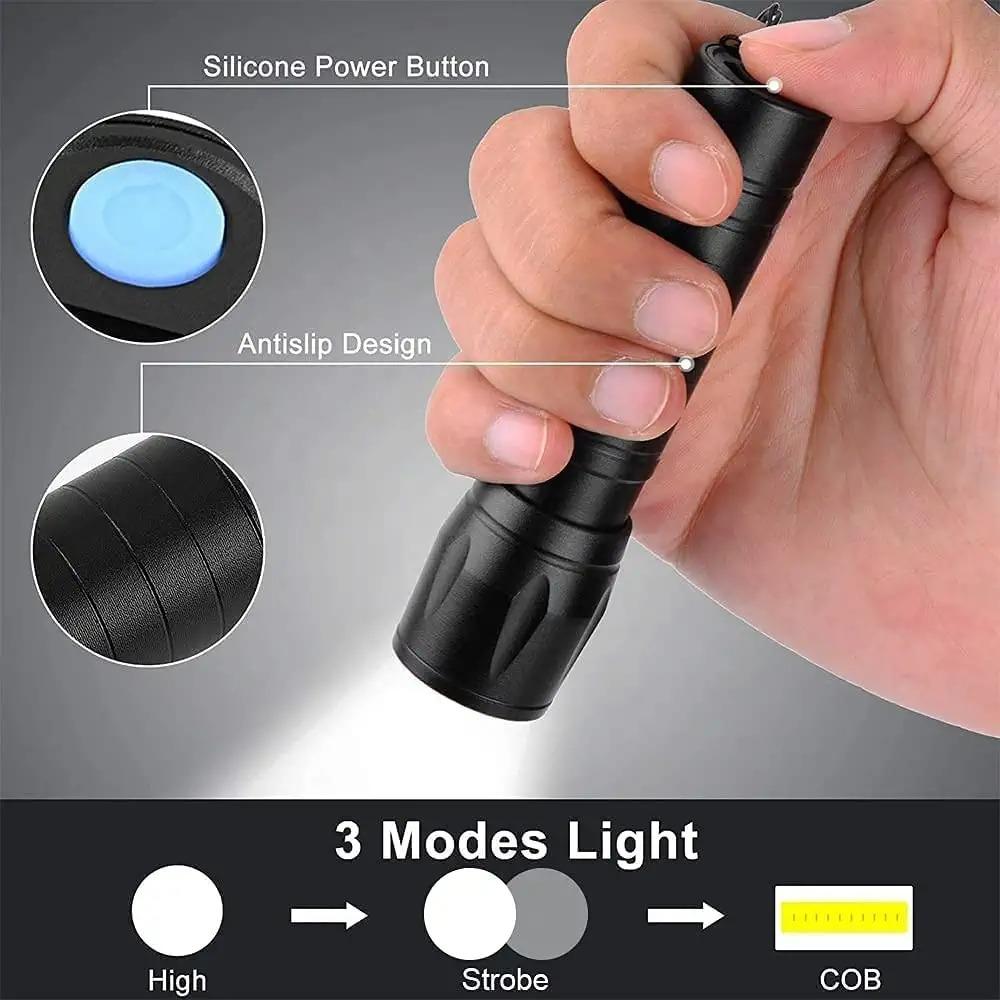 Electric Pocket Torch Plastic Rechargeable Flashlight with Hanging Rope - Quickona