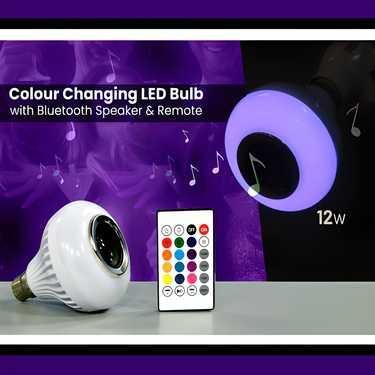 Colour Changing LED Bulb with Bluetooth Speaker & Remote - Quickona