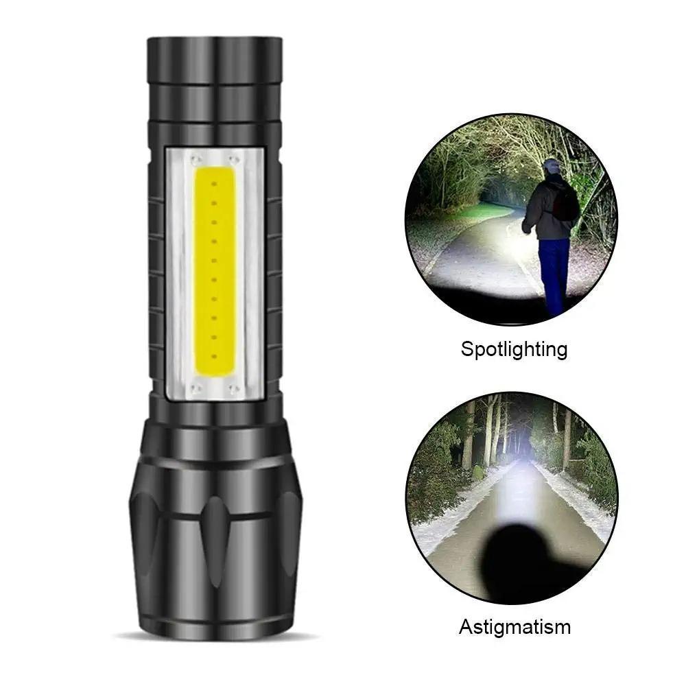 Electric Pocket Torch Plastic Rechargeable Flashlight with Hanging Rope - Quickona