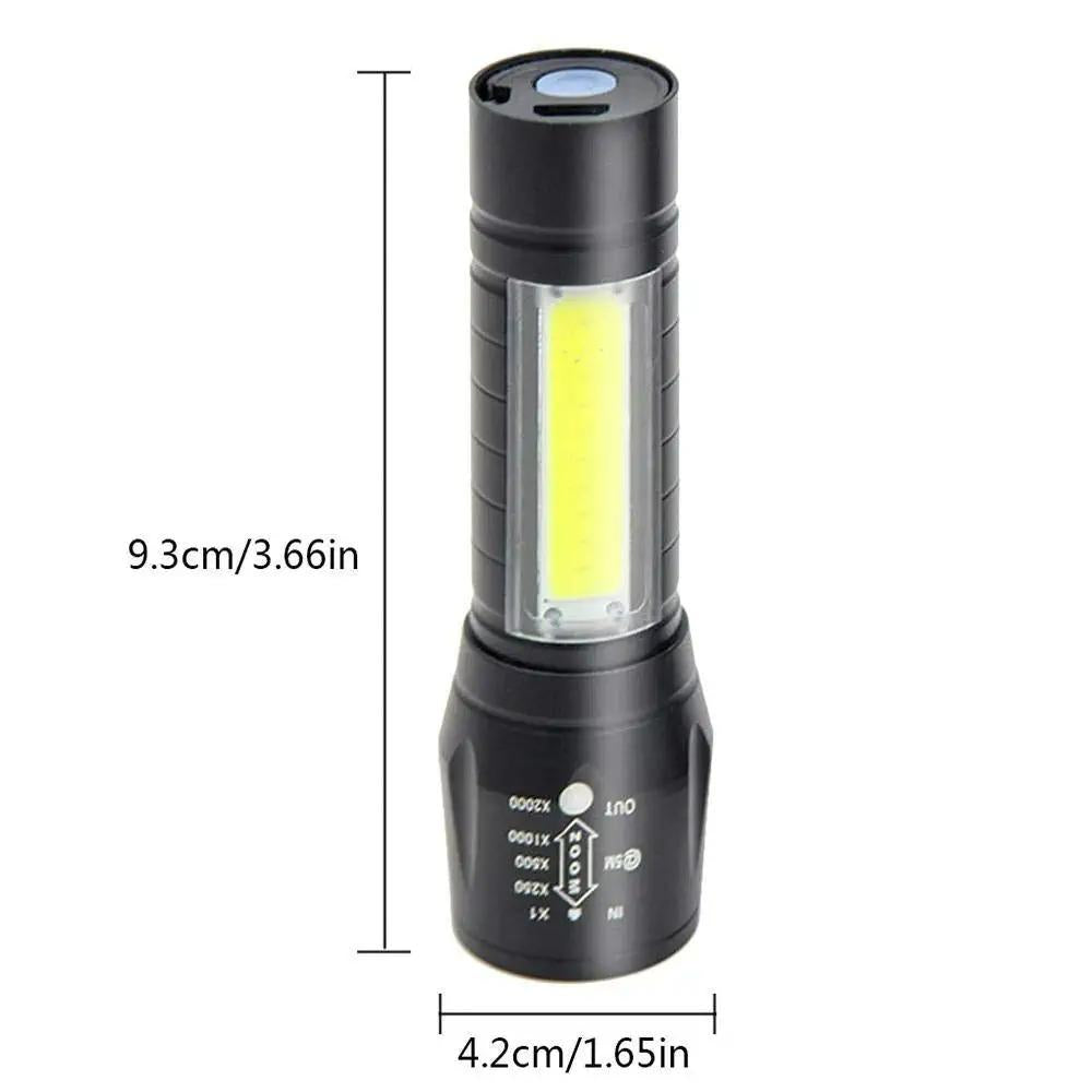 Electric Pocket Torch Plastic Rechargeable Flashlight with Hanging Rope - Quickona