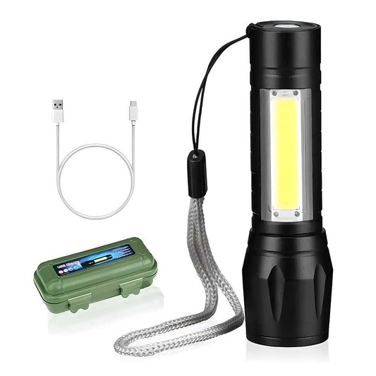 Electric Pocket Torch Plastic Rechargeable Flashlight with Hanging Rope - Quickona